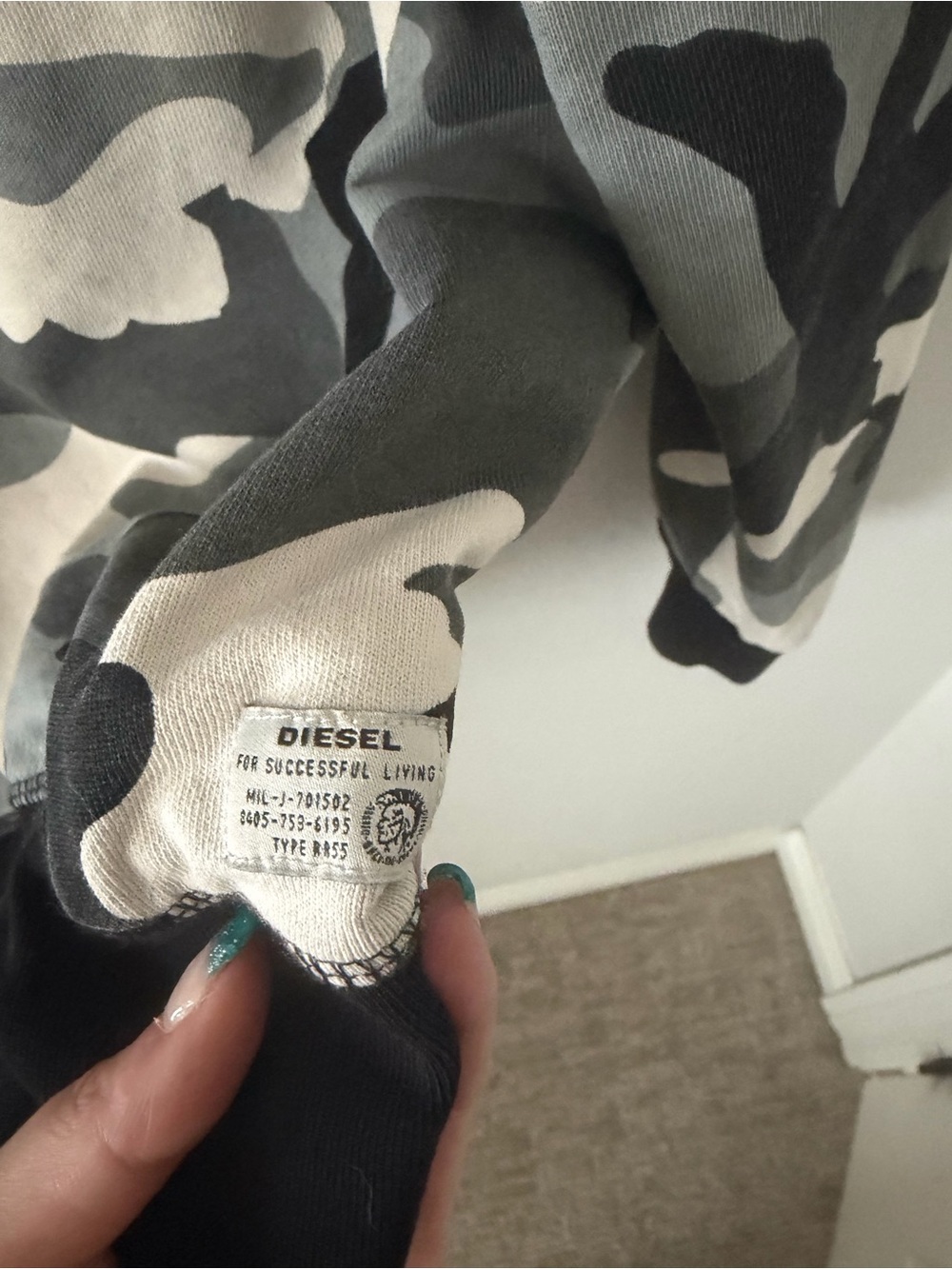 Diesel Boys Gray Camo Crewneck Sweatshirt - Picture 5 of 6